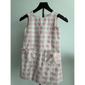 Rachel Zoe Girls Pink Tweed Plaid Shift Dress
